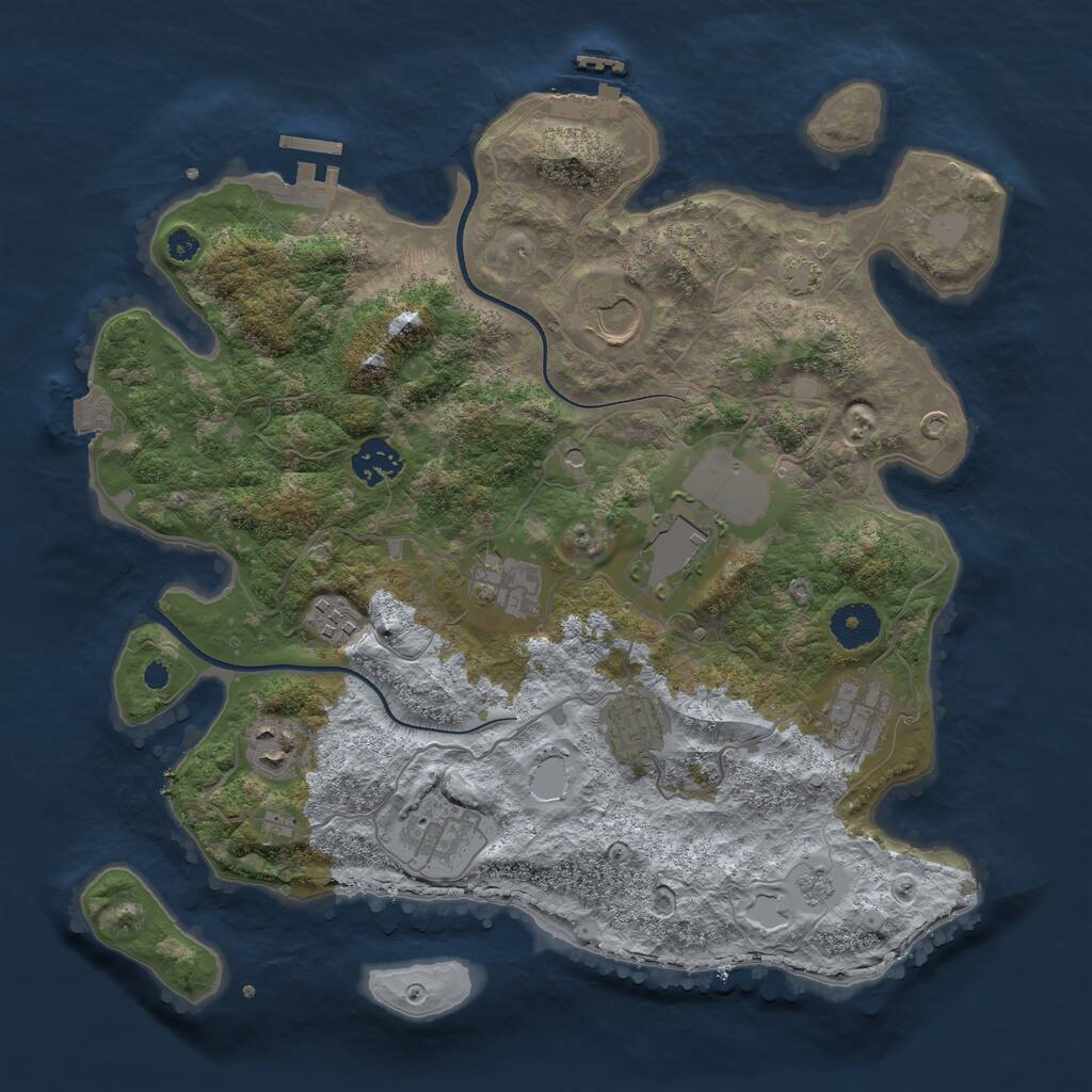 Rust Map: Procedural Map, Size: 3510, Seed: 1976825, 15 Monuments