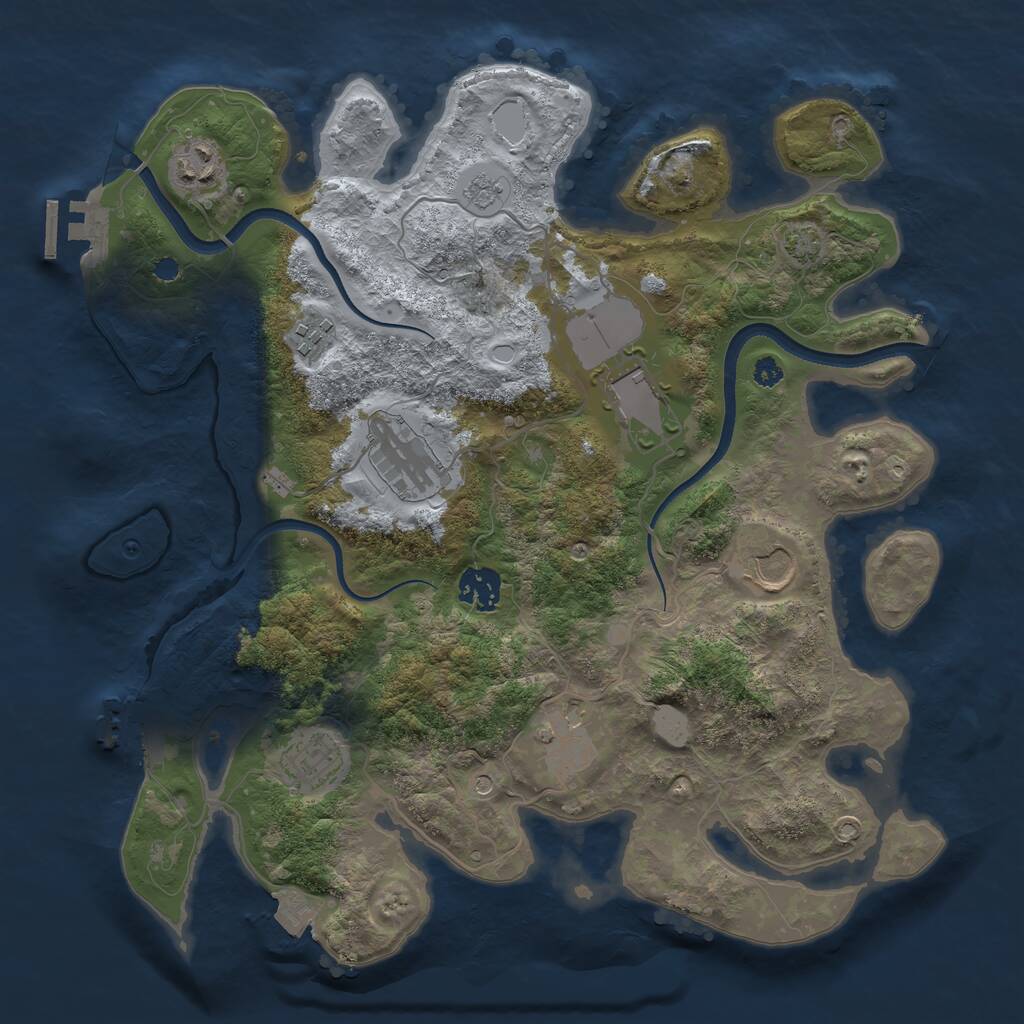 Rust Map: Procedural Map, Size: 3500, Seed: 2821533, 14 Monuments