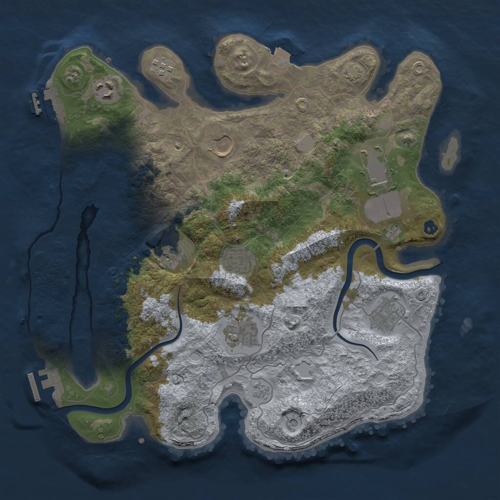 Rust Map: Procedural Map, Size: 3500, Seed: 5774868, 14 Monuments