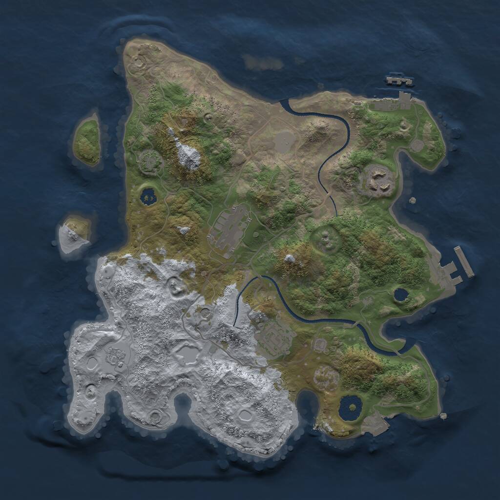 Rust Map: Procedural Map, Size: 3000, Seed: 151966464, 9 Monuments
