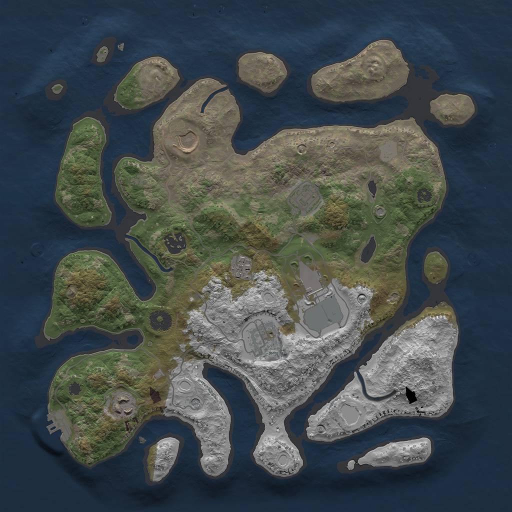 Rust Map: Procedural Map, Size: 3550, Seed: 71866, 14 Monuments