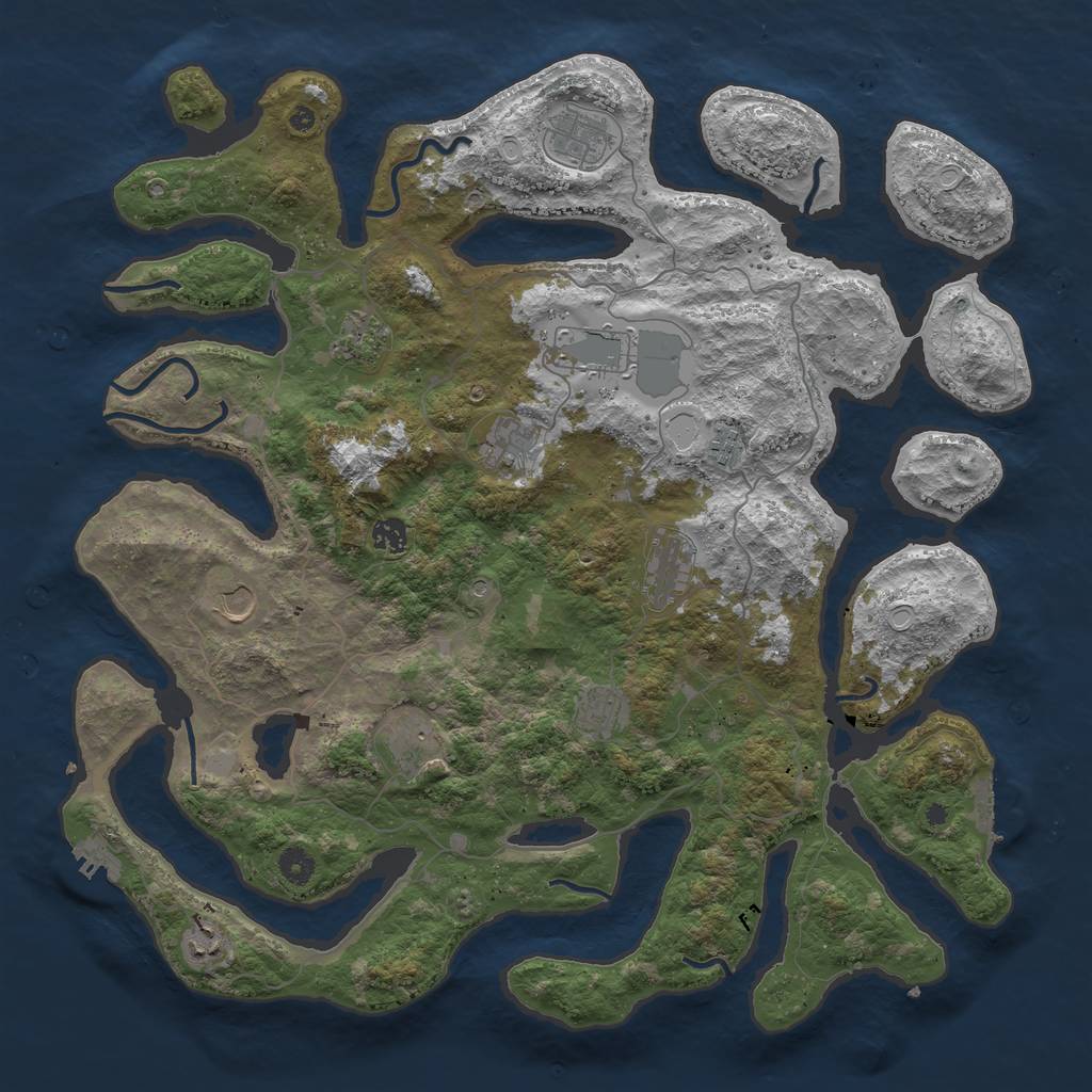 Rust Map: Procedural Map, Size: 4500, Seed: 6292667, 19 Monuments