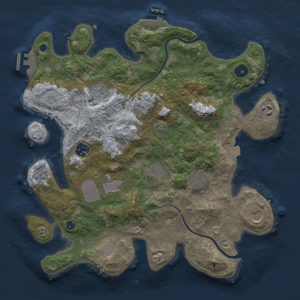 Rust Map: Procedural Map, Size: 3500, Seed: 841326, 14 Monuments
