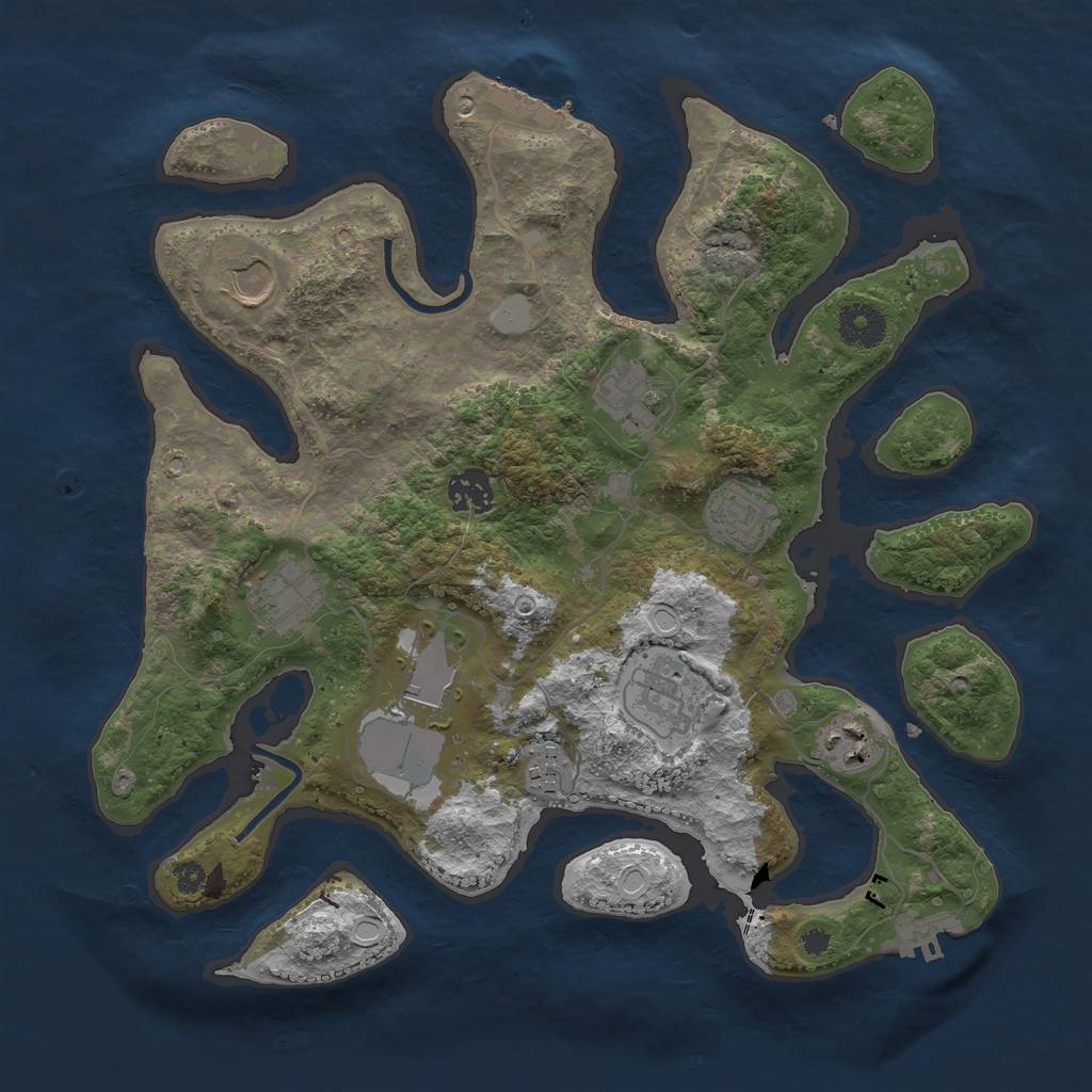 Rust Map: Procedural Map, Size: 3510, Seed: 3941001, 16 Monuments