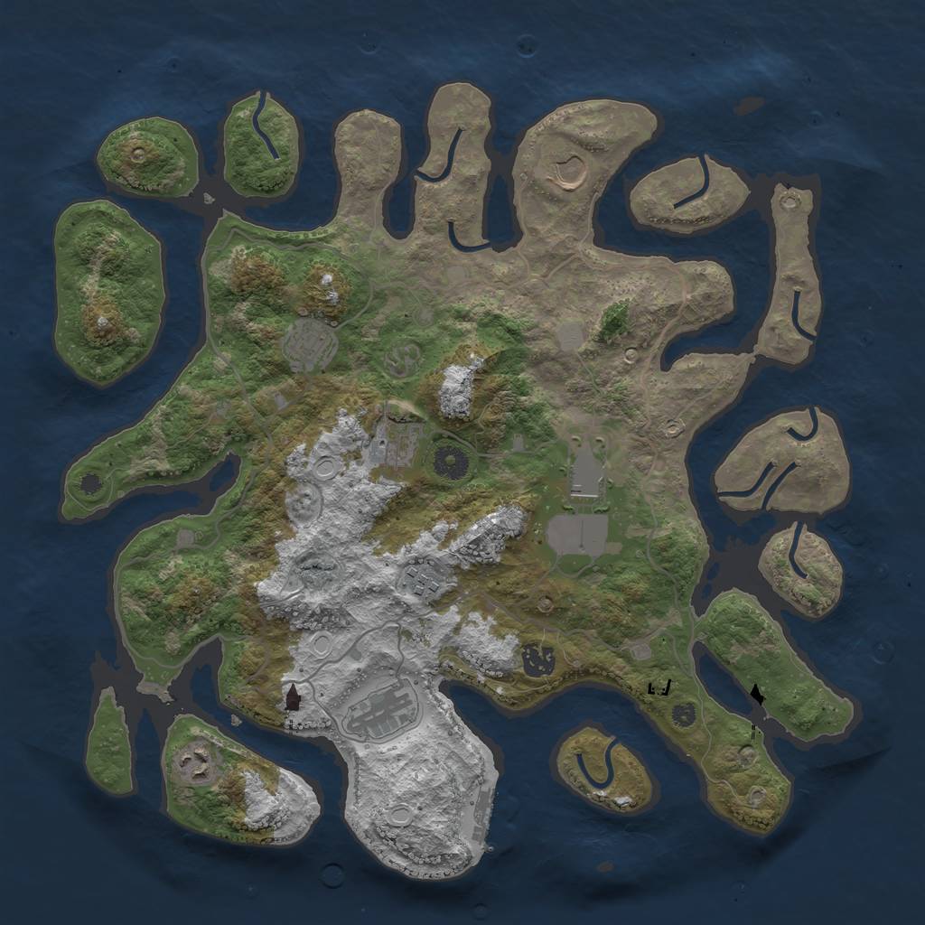 Rust Map: Procedural Map, Size: 4000, Seed: 183829, 14 Monuments