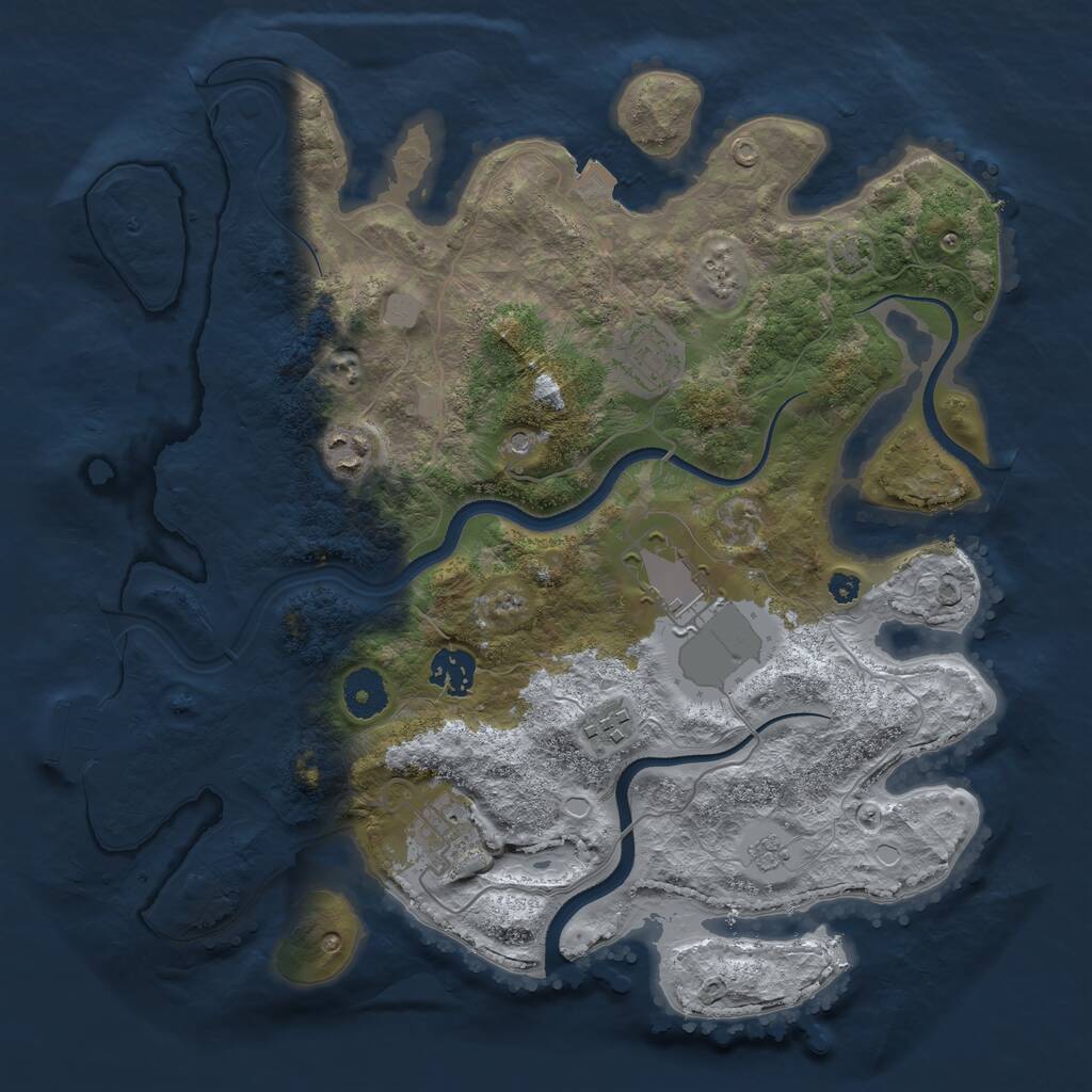 Rust Map: Procedural Map, Size: 3510, Seed: 2603807, 11 Monuments