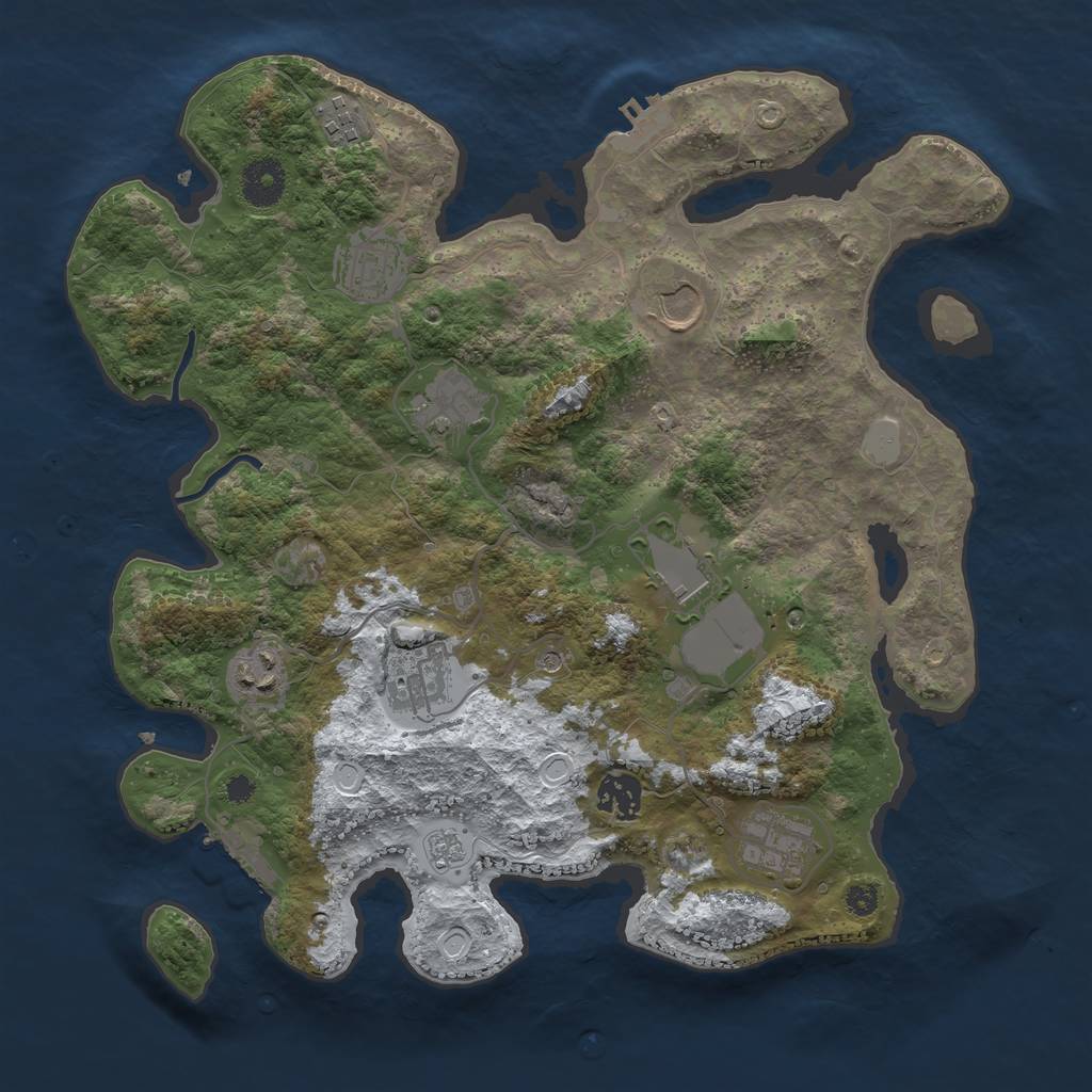 Rust Map: Procedural Map, Size: 3510, Seed: 3829188, 18 Monuments