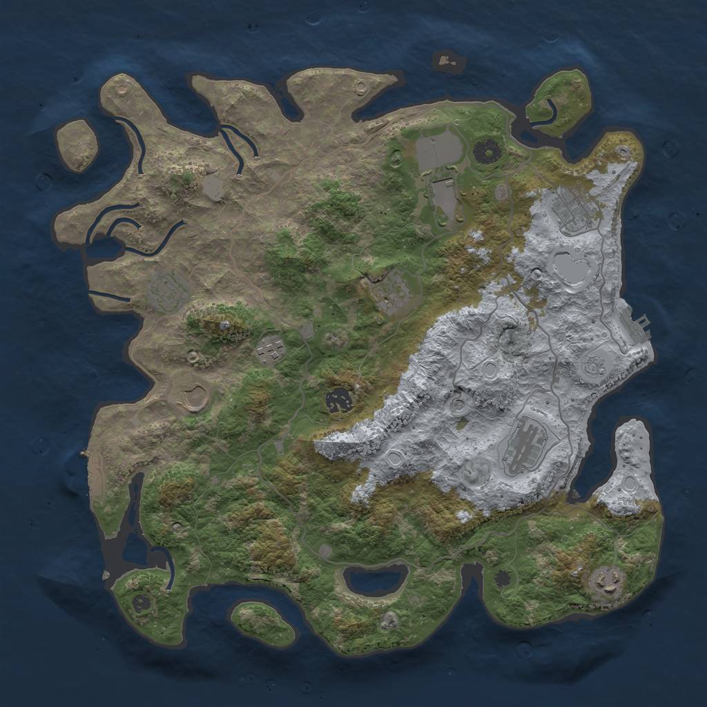 Rust Map: Procedural Map, Size: 4000, Seed: 691845, 18 Monuments