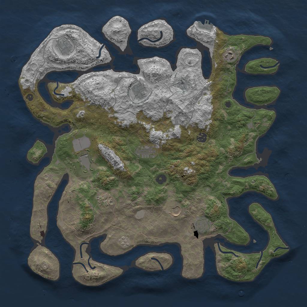 Rust Map: Procedural Map, Size: 4500, Seed: 4057790, 17 Monuments