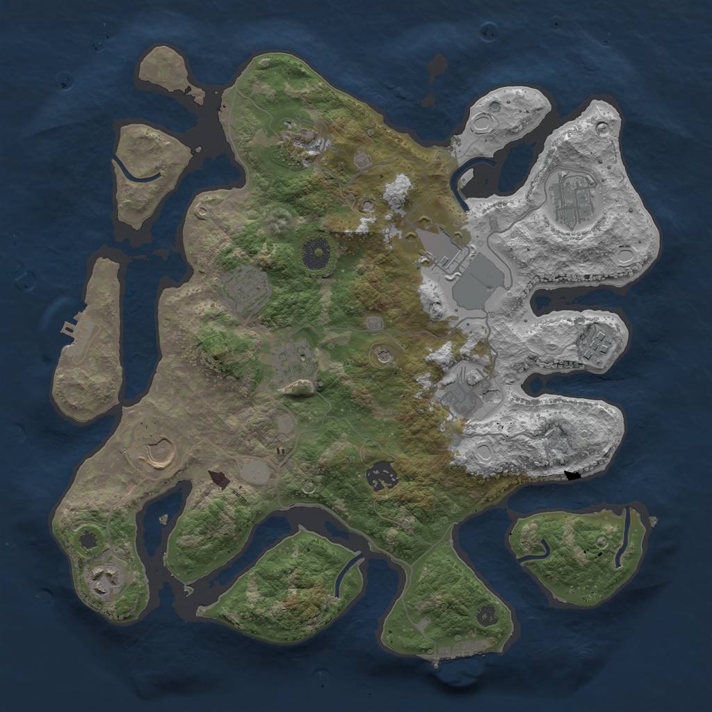 Rust Map: Procedural Map, Size: 3500, Seed: 571, 18 Monuments