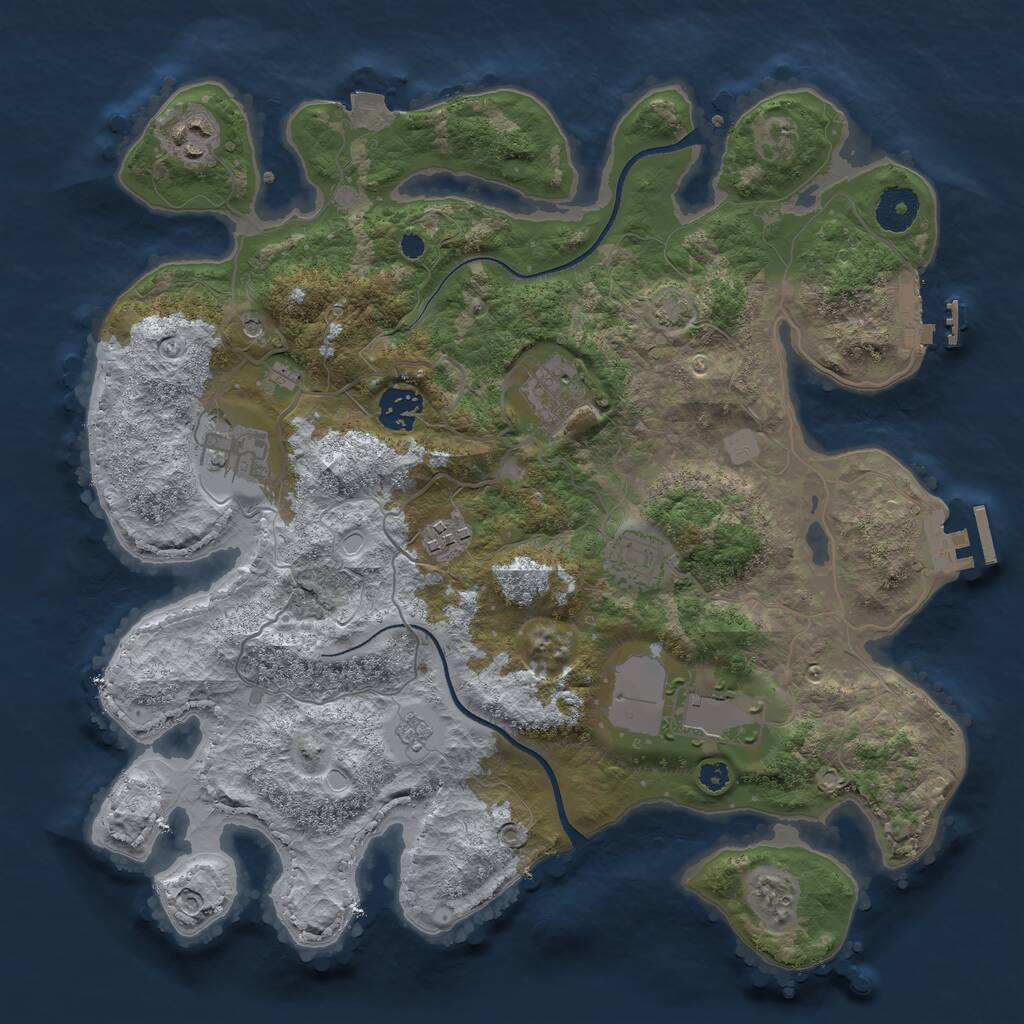 Rust Map: Procedural Map, Size: 3500, Seed: 990010, 13 Monuments