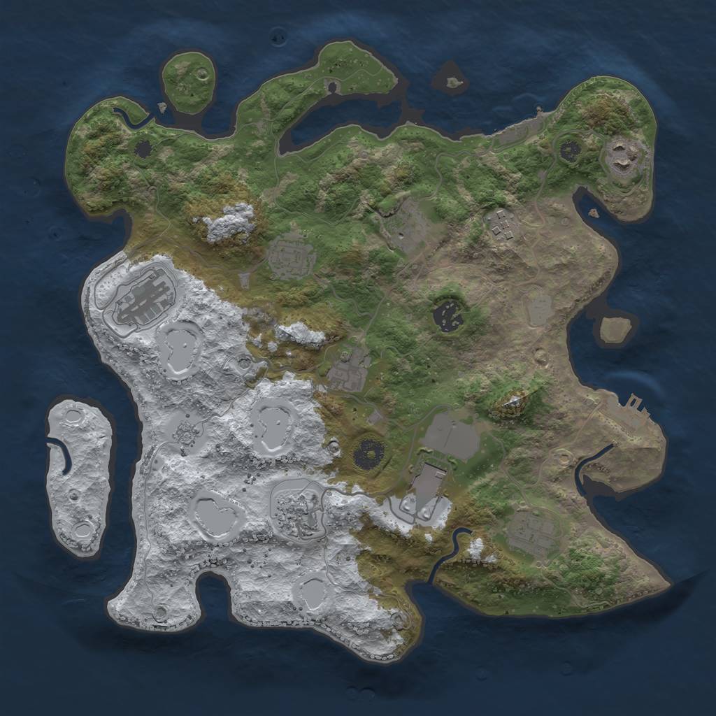 Rust Map: Procedural Map, Size: 3550, Seed: 390805, 19 Monuments
