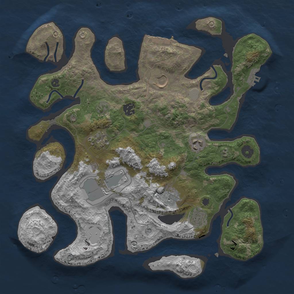 Rust Map: Procedural Map, Size: 3550, Seed: 407168, 15 Monuments