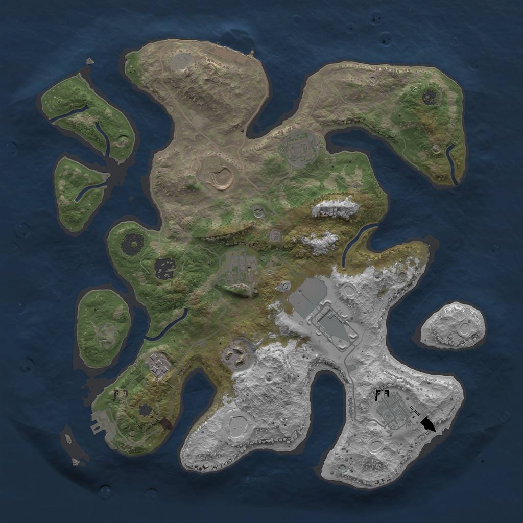 Rust Map: Procedural Map, Size: 3510, Seed: 4515915, 16 Monuments