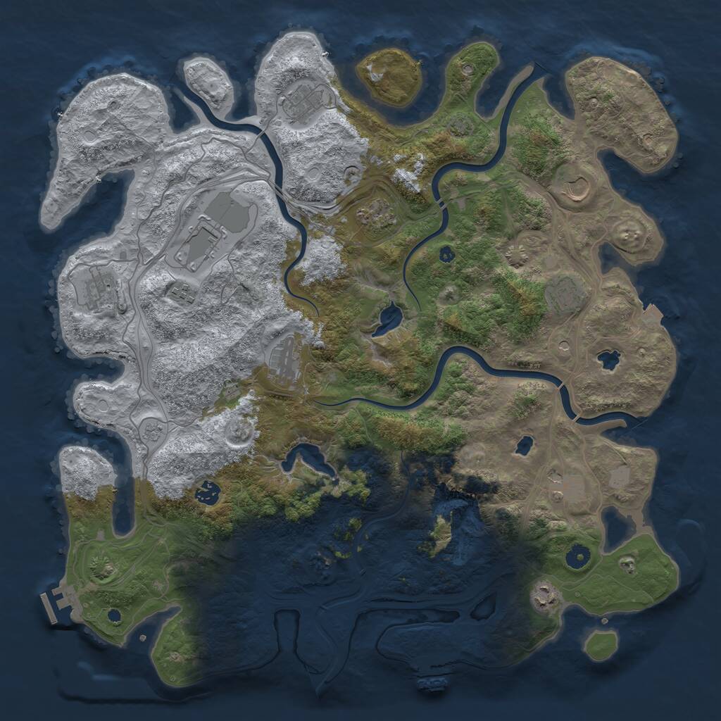 Rust Map: Procedural Map, Size: 4500, Seed: 7876, 17 Monuments