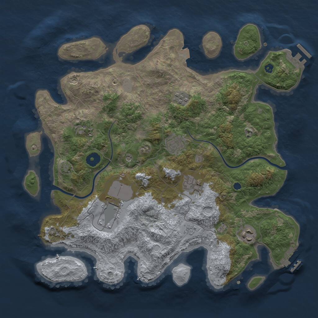 Rust Map: Procedural Map, Size: 3510, Seed: 270206, 12 Monuments