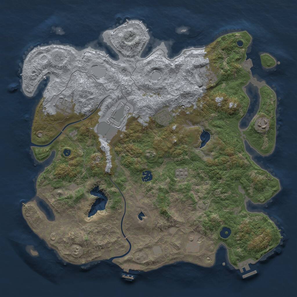Rust Map: Procedural Map, Size: 4000, Seed: 891917, 14 Monuments