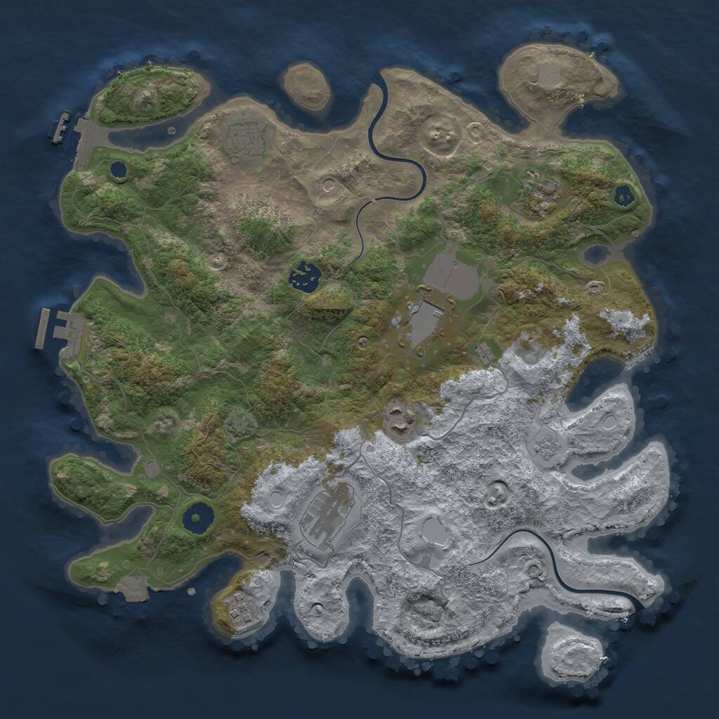 Rust Map: Procedural Map, Size: 3550, Seed: 36493, 13 Monuments