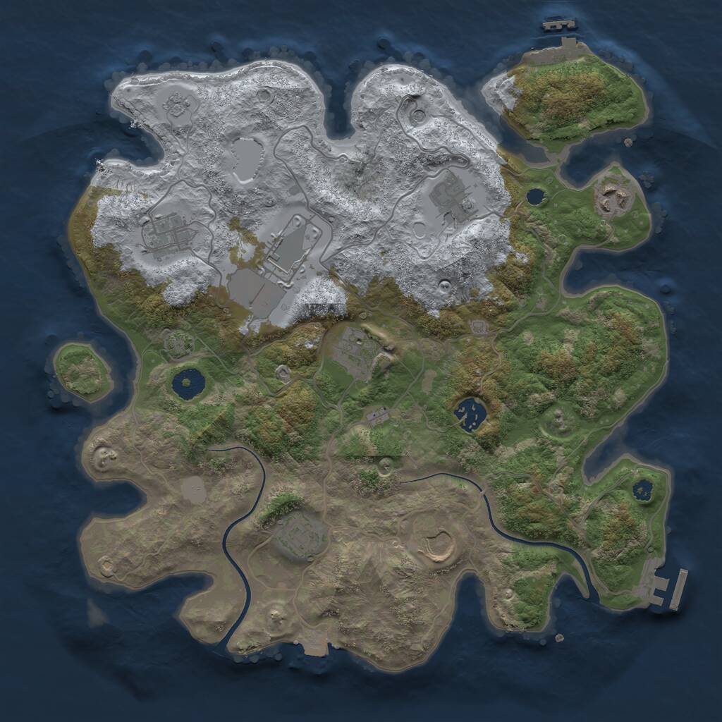 Rust Map: Procedural Map, Size: 3500, Seed: 853686, 14 Monuments