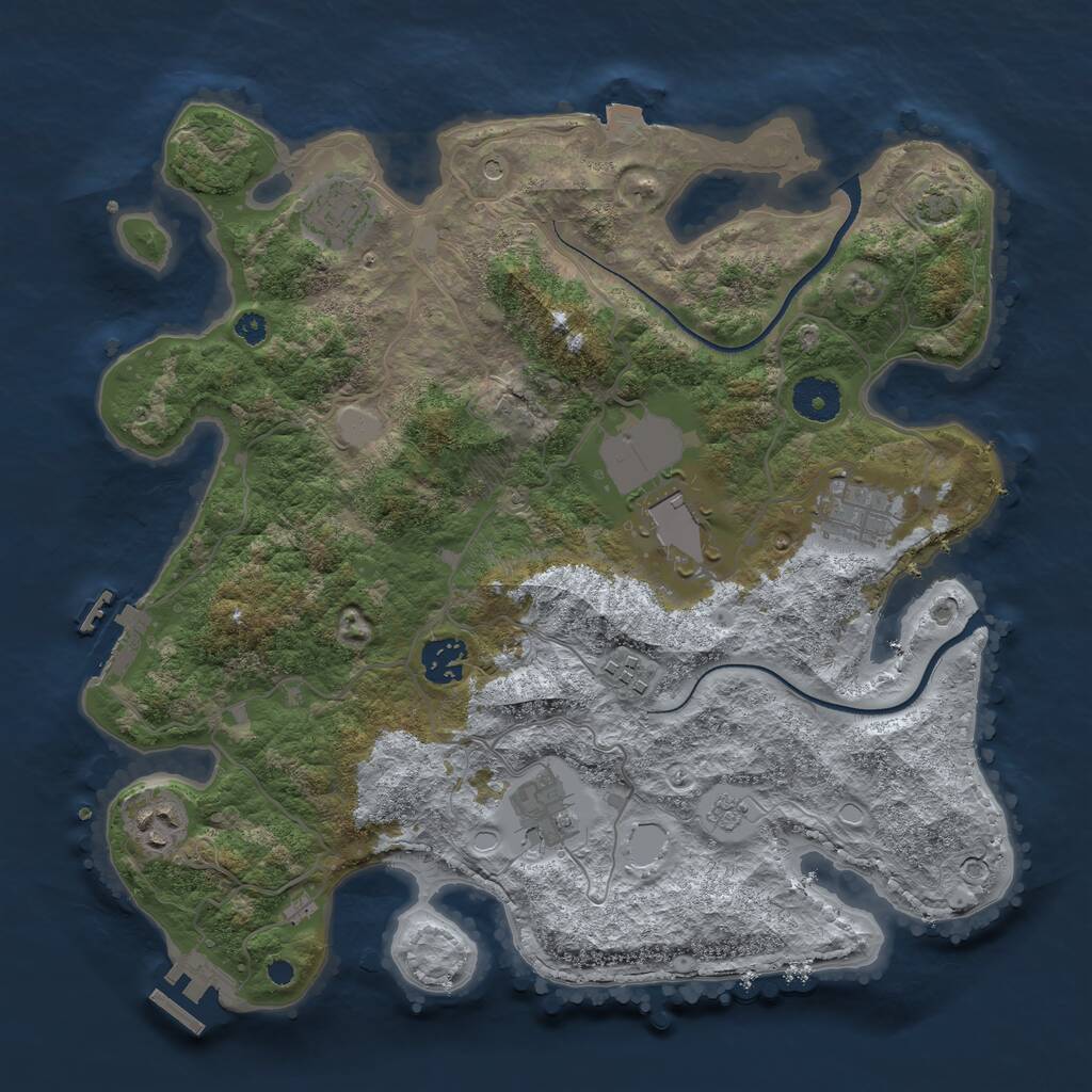 Rust Map: Procedural Map, Size: 3510, Seed: 4531644, 13 Monuments