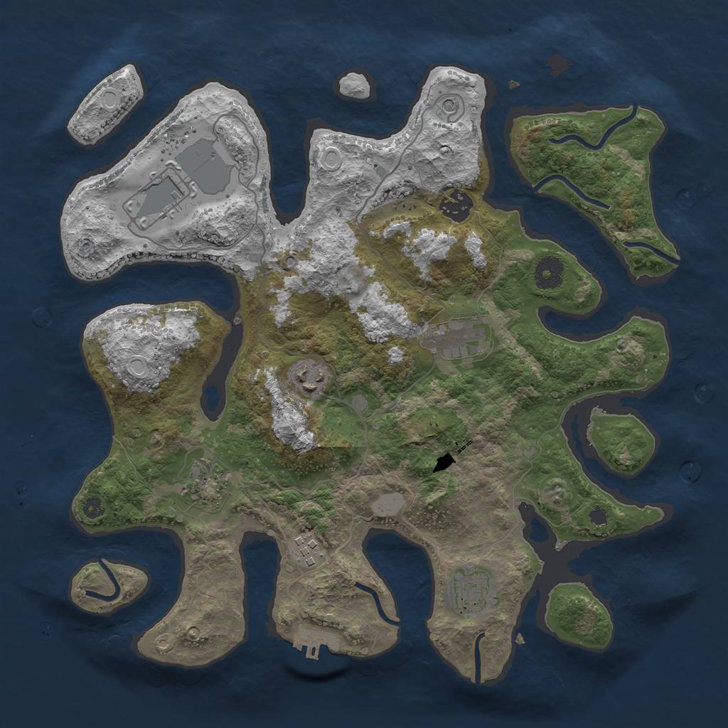 Rust Map: Procedural Map, Size: 3510, Seed: 4064256, 14 Monuments