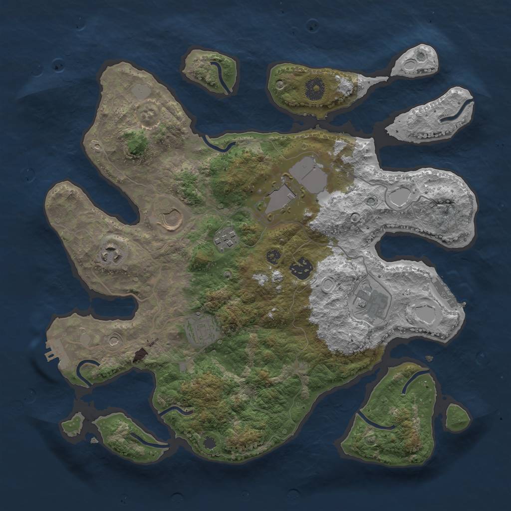 Rust Map: Procedural Map, Size: 3550, Seed: 527914, 15 Monuments