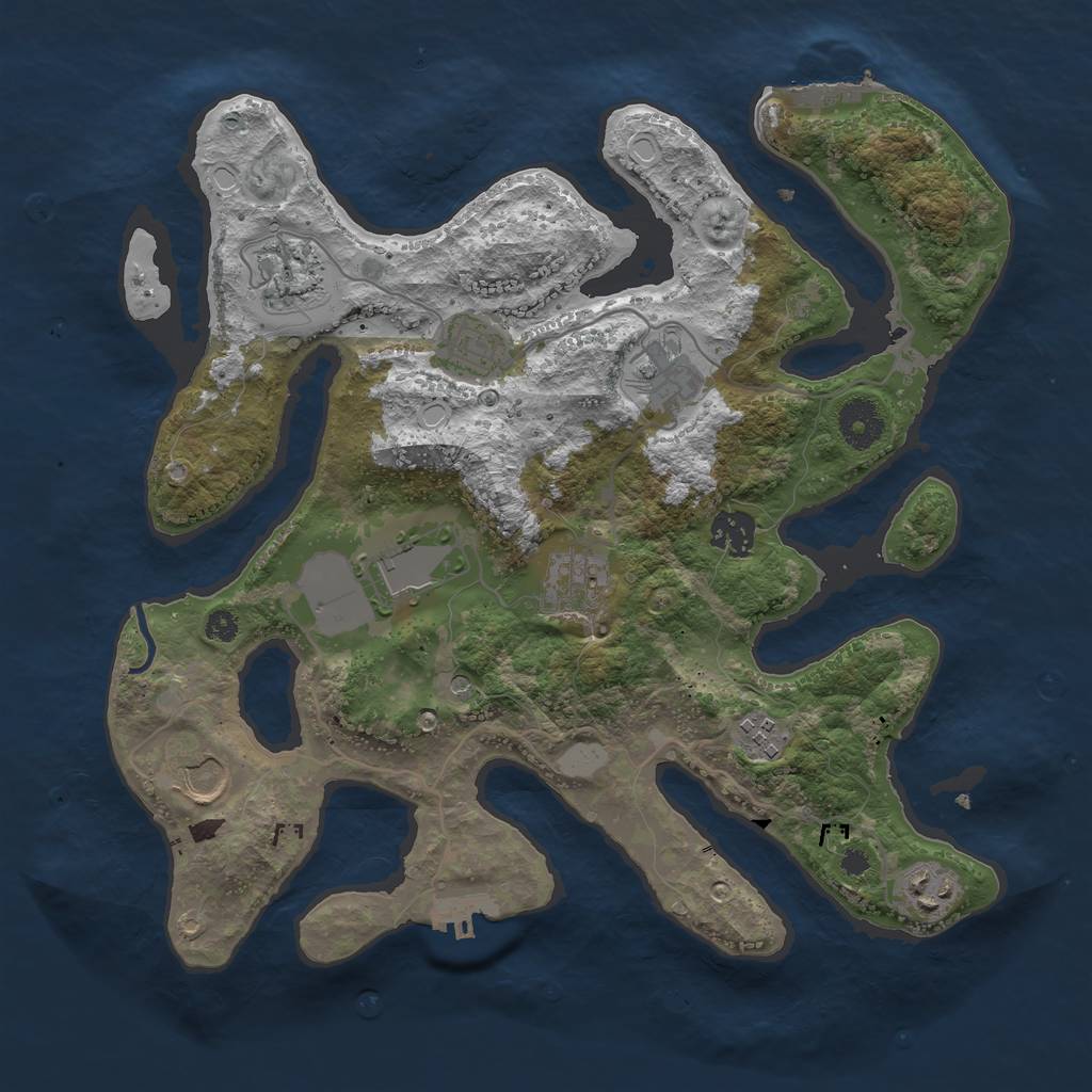 Rust Map: Procedural Map, Size: 3500, Seed: 1231548480, 17 Monuments