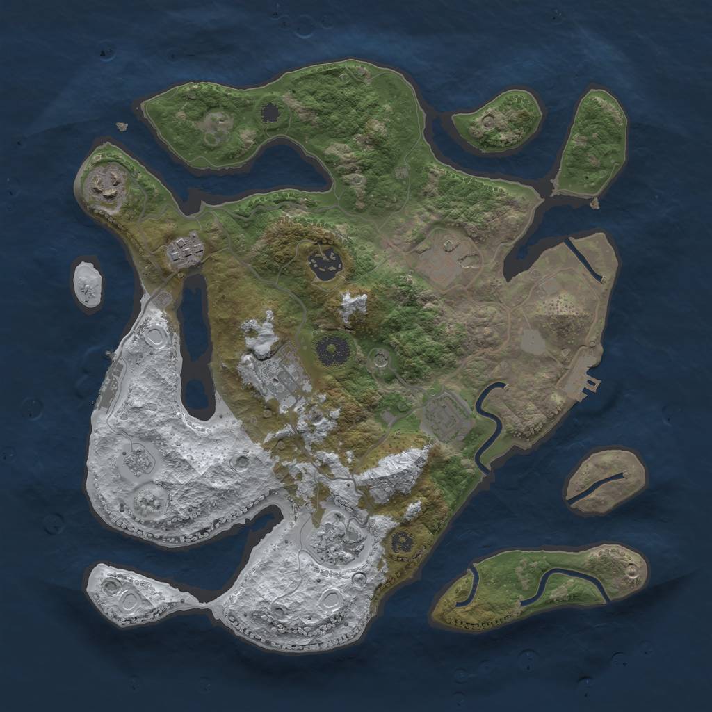 Rust Map: Procedural Map, Size: 3300, Seed: 1142991519, 16 Monuments