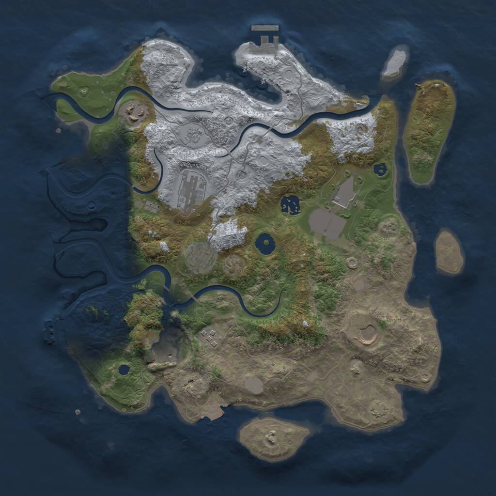 Rust Map: Procedural Map, Size: 3700, Seed: 62, 14 Monuments