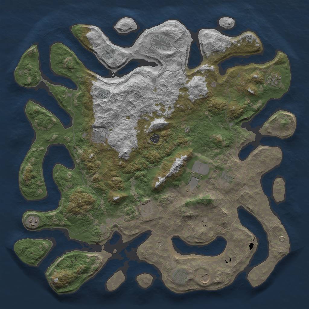 Rust Map: Barren, Size: 4900, Seed: 300005, 14 Monuments