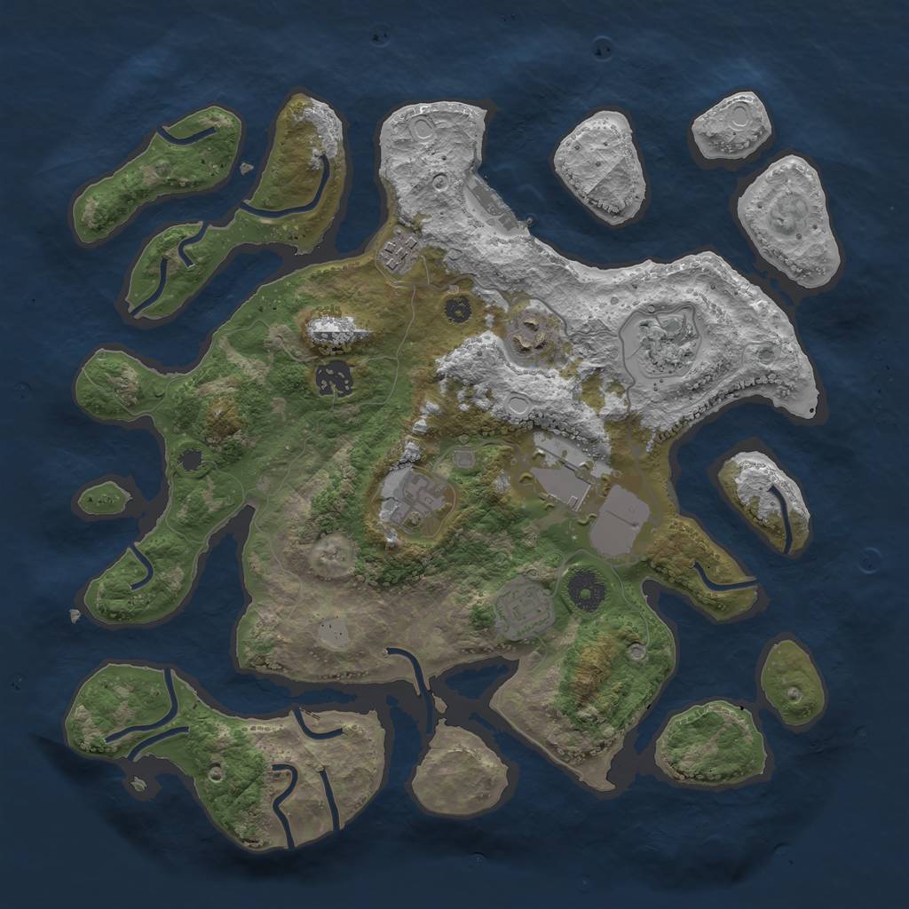 Rust Map: Procedural Map, Size: 3550, Seed: 169553, 13 Monuments