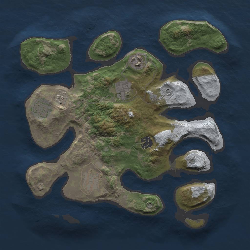 Rust Map: Barren, Size: 3000, Seed: 168, 9 Monuments