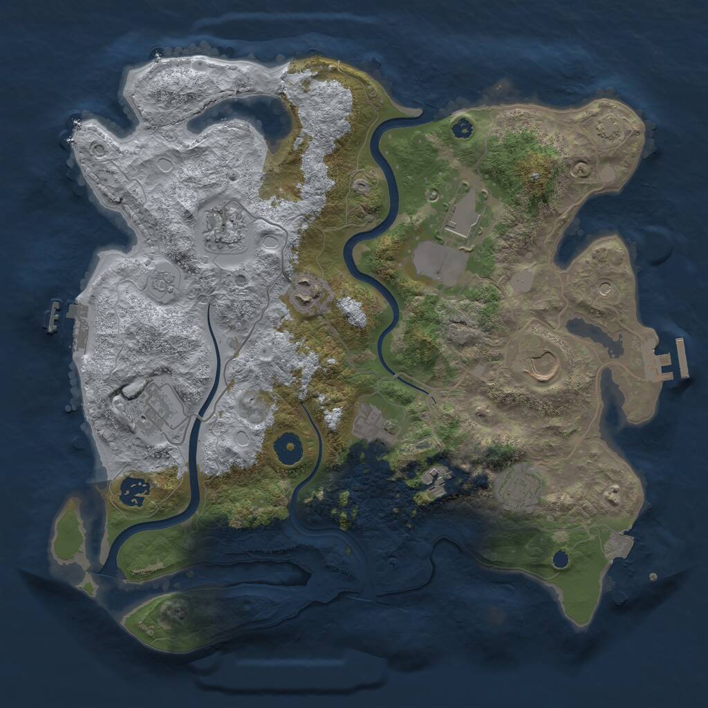 Rust Map: Procedural Map, Size: 3550, Seed: 969456, 15 Monuments