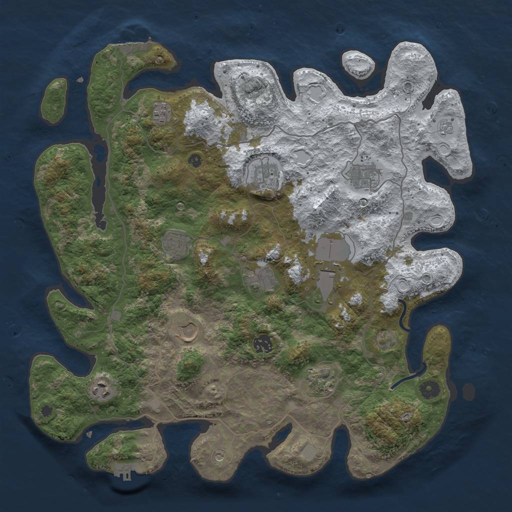 Rust Map: Procedural Map, Size: 4000, Seed: 8827654, 19 Monuments