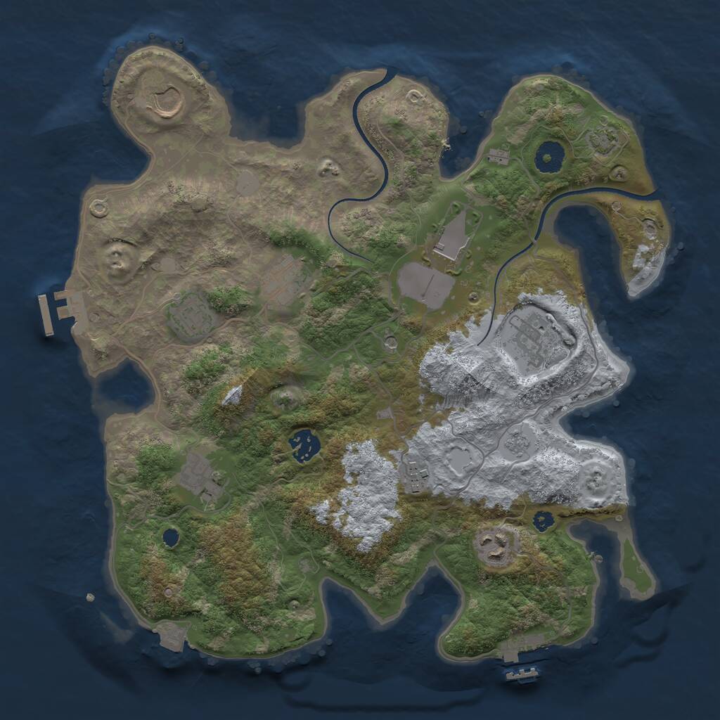 Rust Map: Procedural Map, Size: 3500, Seed: 3070113, 15 Monuments