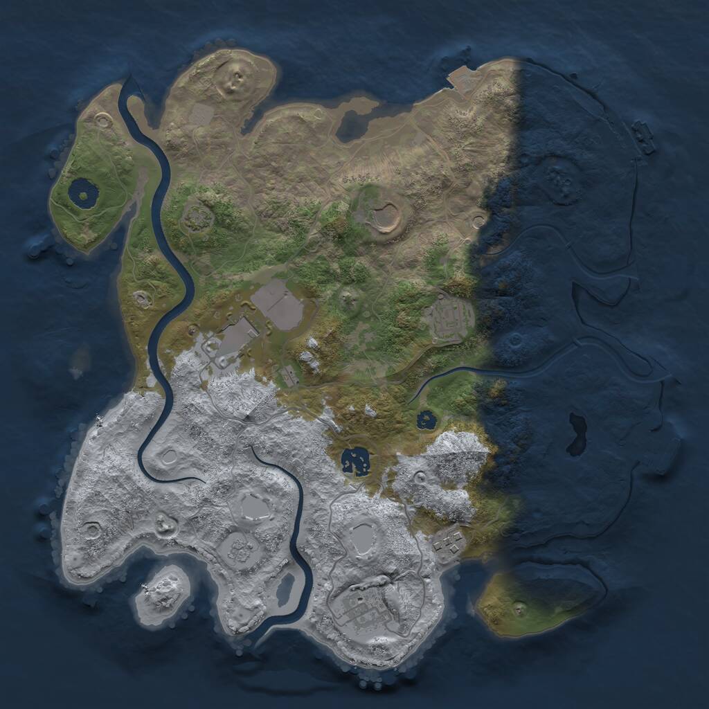 Rust Map: Procedural Map, Size: 3550, Seed: 668388, 12 Monuments
