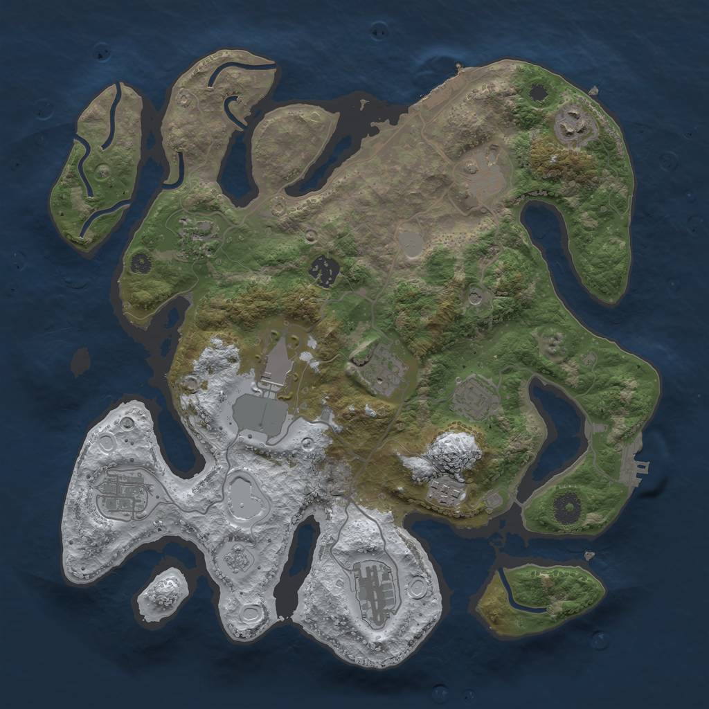 Rust Map: Procedural Map, Size: 3550, Seed: 668388, 19 Monuments