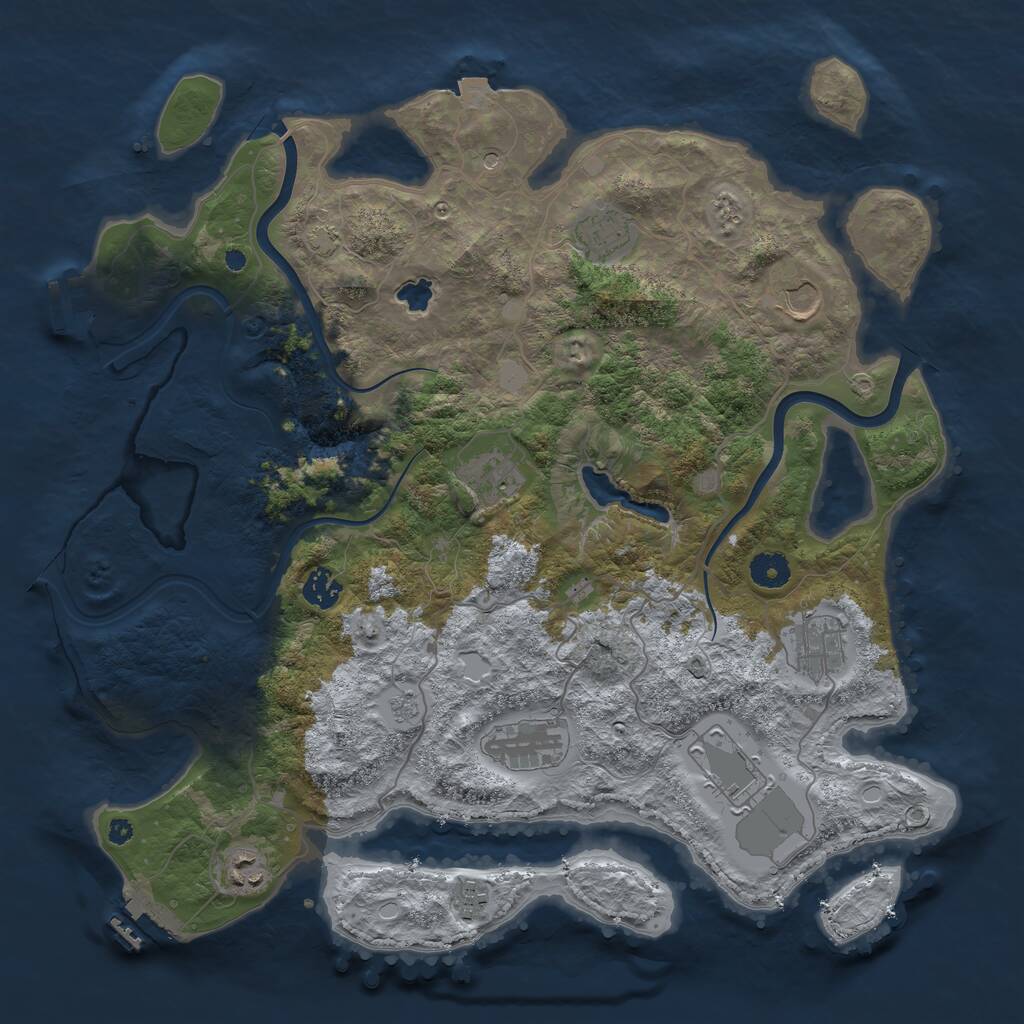 Rust Map: Procedural Map, Size: 4000, Seed: 25473, 15 Monuments