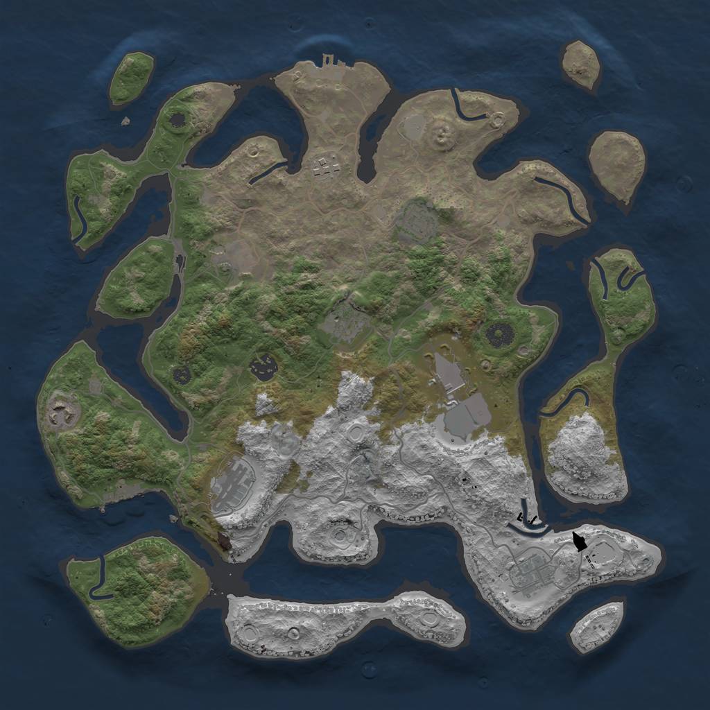 Rust Map: Procedural Map, Size: 4000, Seed: 25473, 17 Monuments