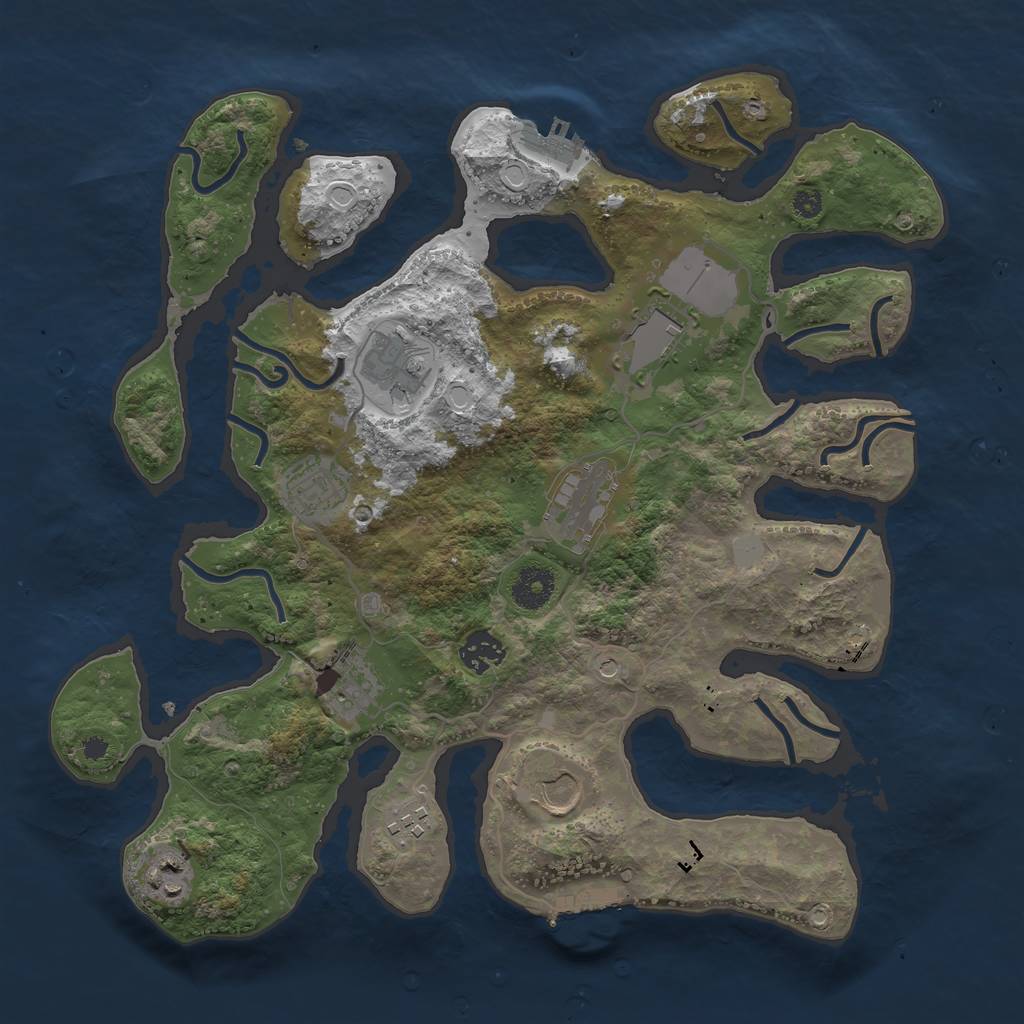 Rust Map: Procedural Map, Size: 3600, Seed: 2009330730, 17 Monuments