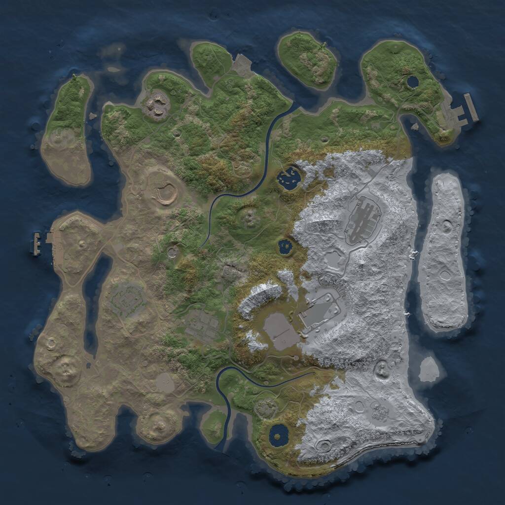 Rust Map: Procedural Map, Size: 3500, Seed: 1100081, 13 Monuments