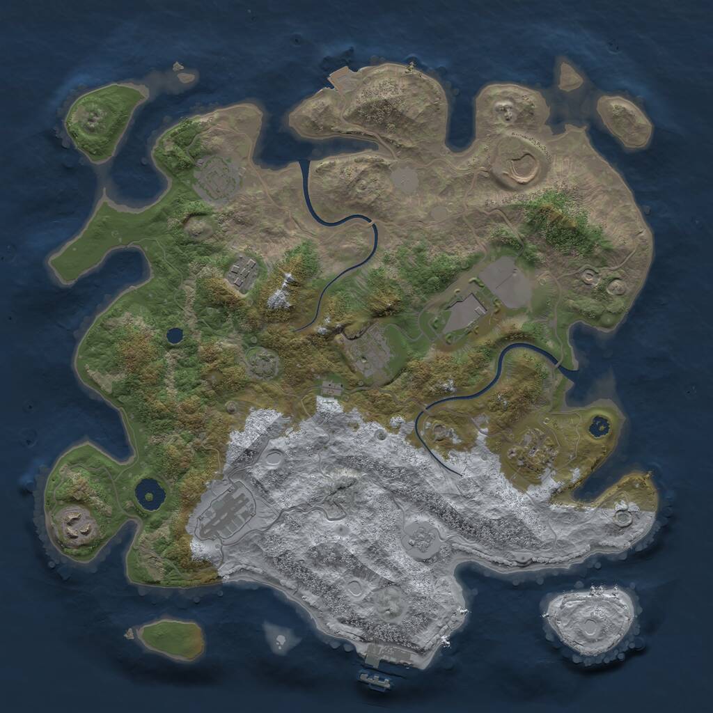 Rust Map: Procedural Map, Size: 3550, Seed: 421676, 12 Monuments