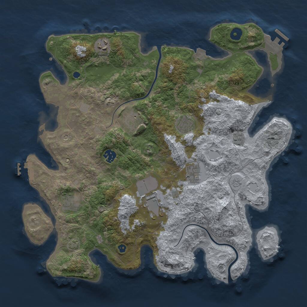 Rust Map: Procedural Map, Size: 3773, Seed: 712372, 14 Monuments