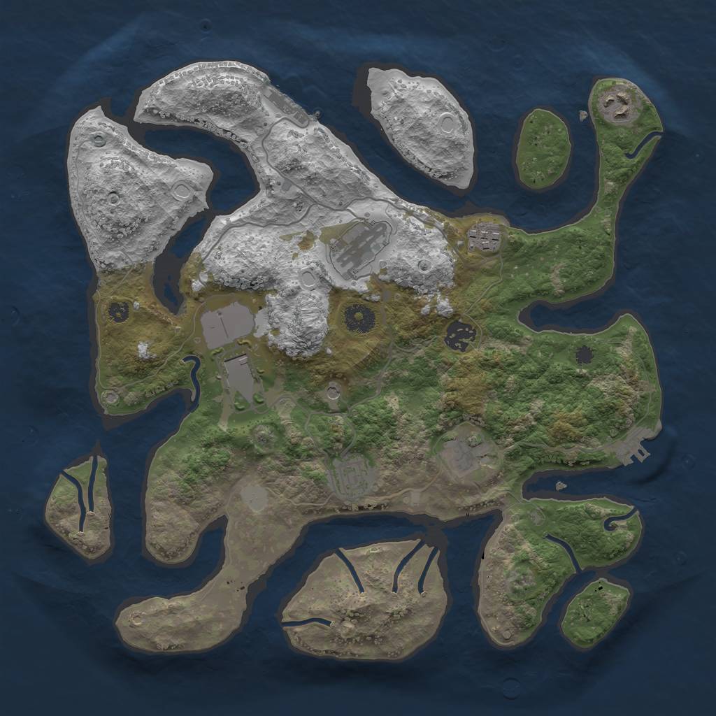 Rust Map: Procedural Map, Size: 3550, Seed: 323589, 15 Monuments
