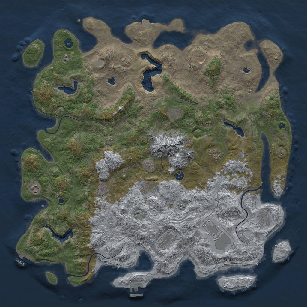 Rust Map: Procedural Map, Size: 5000, Seed: 36425, 17 Monuments