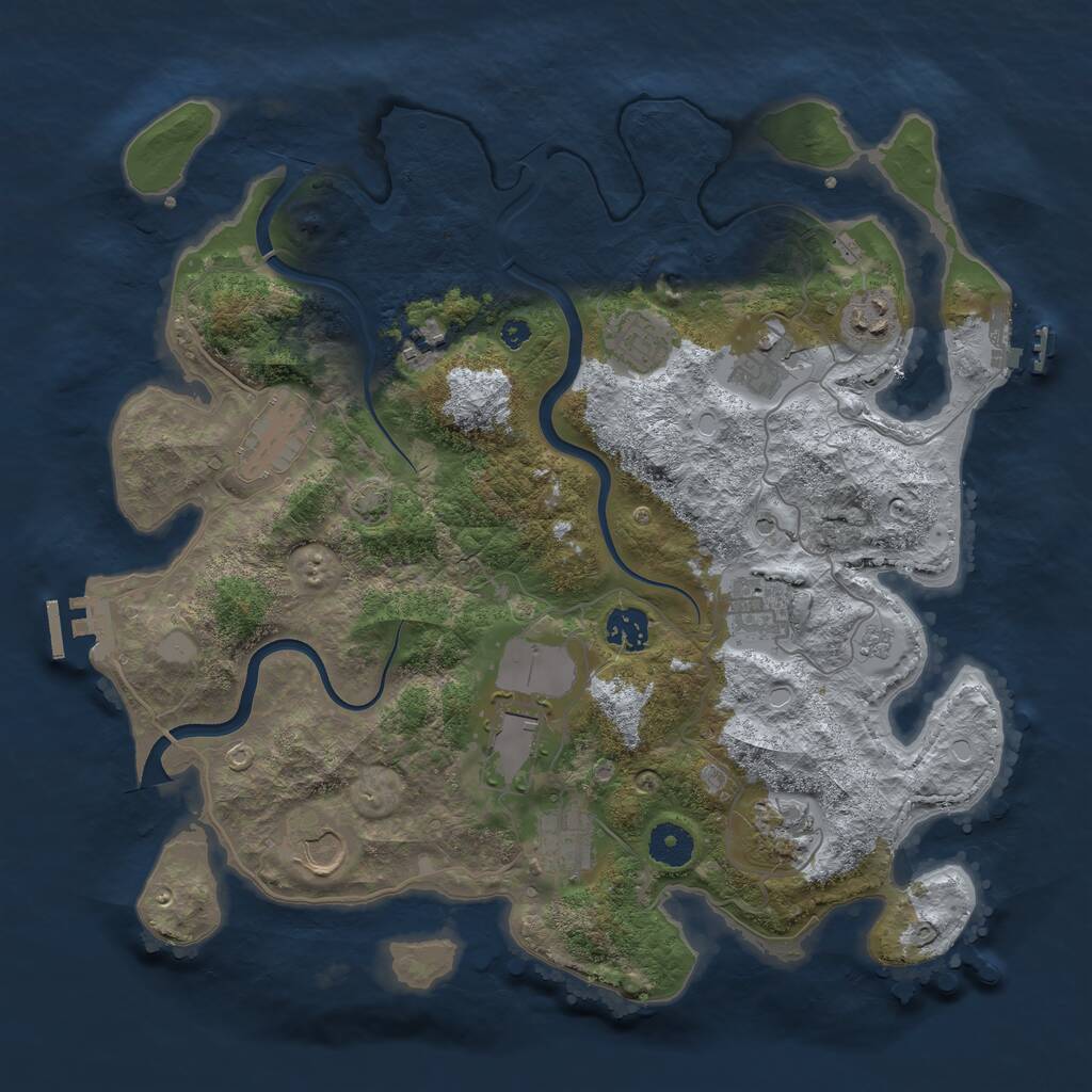 Rust Map: Procedural Map, Size: 3750, Seed: 251262833, 17 Monuments