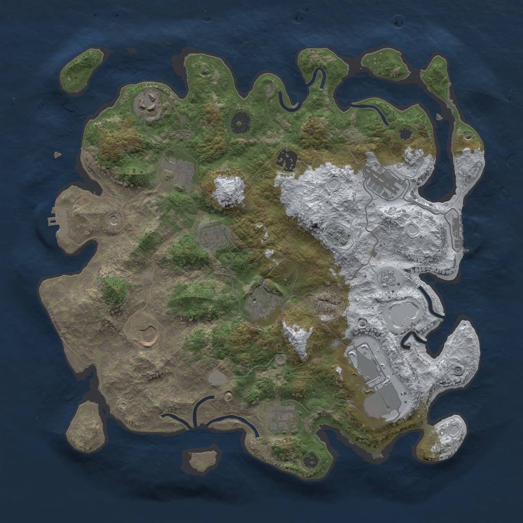 Rust Map: Procedural Map, Size: 3750, Seed: 251262833, 19 Monuments