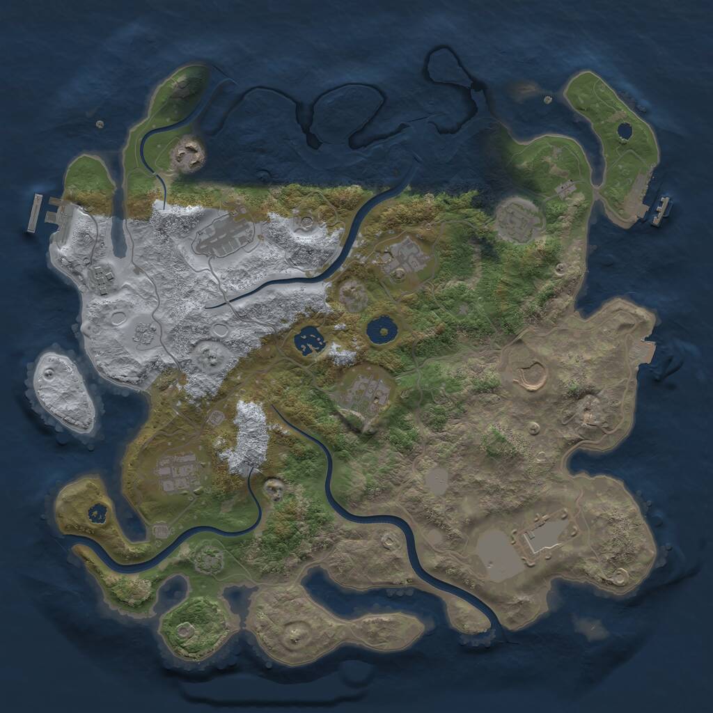 Rust Map: Procedural Map, Size: 3700, Seed: 1234567, 16 Monuments