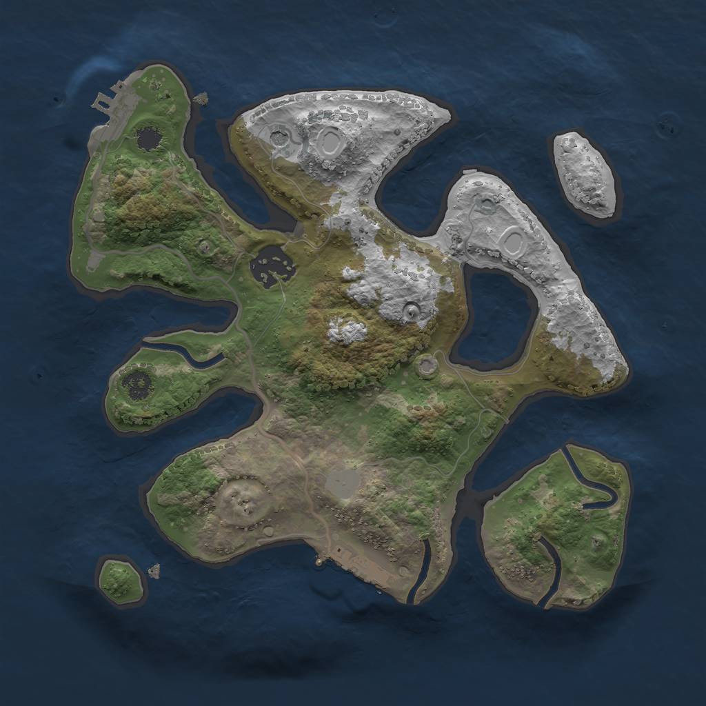 Rust Map: Procedural Map, Size: 2500, Seed: 24916, 9 Monuments