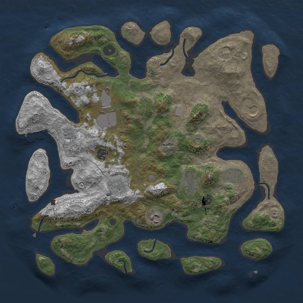 Rust Map: Procedural Map, Size: 4000, Seed: 88887, 15 Monuments